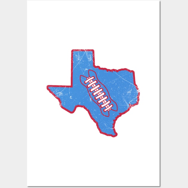 Texas Football, Retro - White/Light Blue Wall Art by KFig21